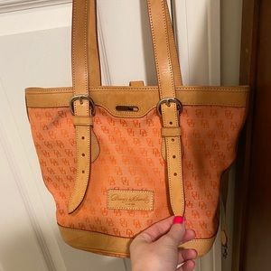 Vintage Dooney & Bourke Orange monogram signature Cabrio shoppers tote